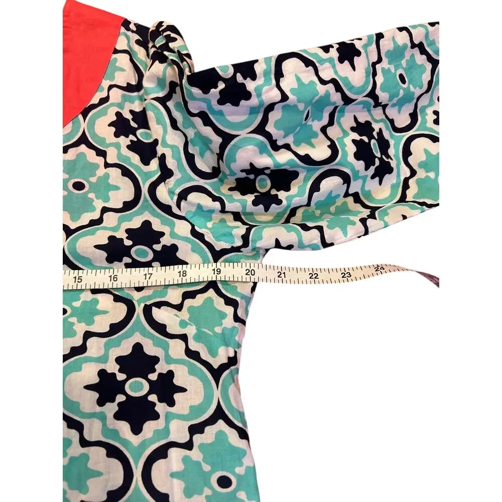 SIMPLY SOUTHERN COLLECTION Cotton Tunic Flower Top Shirt Aqua Medallion Medium
